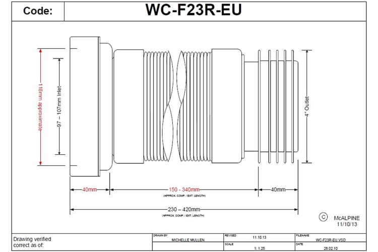 Труба розтяжна до унітазу WC-F23R-EU зображення 2