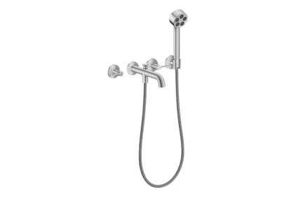 Змішувач AXOR One для ванни врізний зі стіни на 3 отвори, Stainless Steel Optic (48444800)