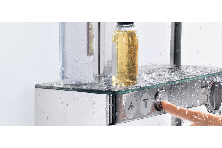 Купити Душова система Raindance Select E 300 3Jet з термостатом ShowerTablet, колір - хромований білий (27127400) фото №1