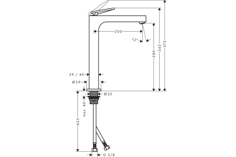 Змішувач Axor Citterio 280 Lever для умивальника Chrome 39021000 image 2