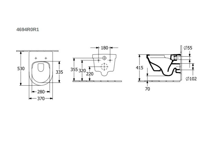 ARCHITECTURA Унітаз підвісний Rimless 53 см Ceramic Plus (4694R0R1) зображення 3