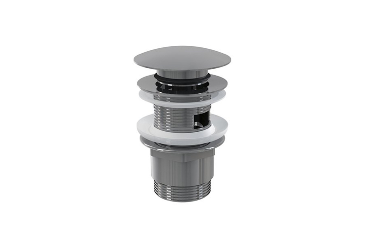 Клапан для умивальника клік-клак з переливом: короткий, хромований X01437 зображення 1