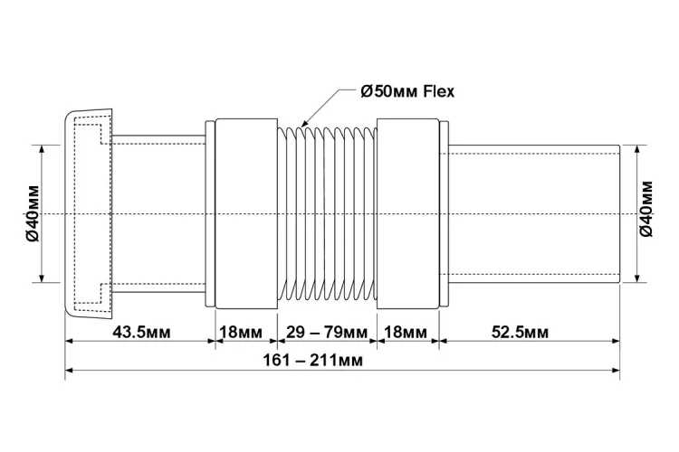 Труба розтяжна 40х40мм (L-161-211) MFLEX-40PF image 2