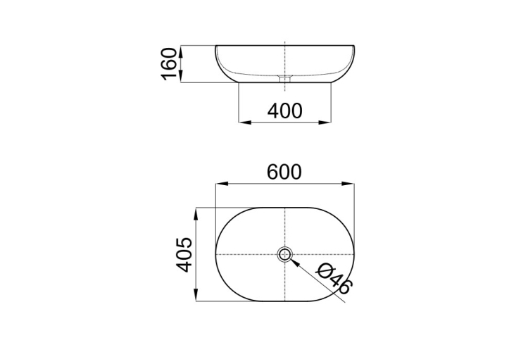 SLENDER Умивальник на стільницю 40.5x60 см без переливу, білий матовий (100255705) зображення 2