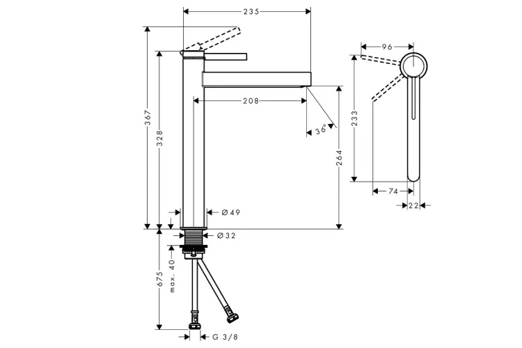 Змішувач Finoris 260 CoolStart для умивальника з д/к push-open, Brushed Black Chrome (76072340) зображення 2