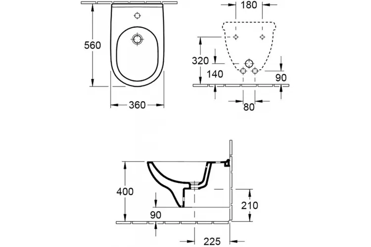 O.NOVO Біде підвісне 360х560 мм (54600001) image 2