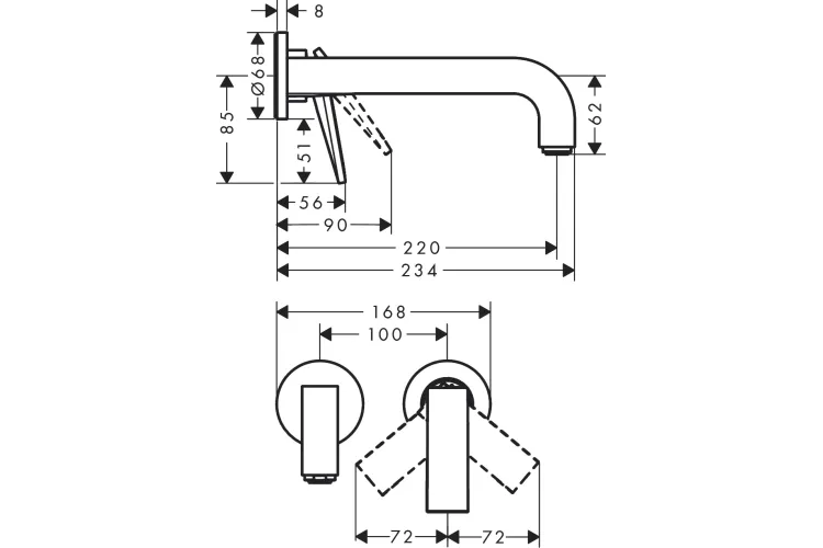 Змішувач Axor Citterio 220 Lever для умивальника зі стіни Chrome 39121000 image 2