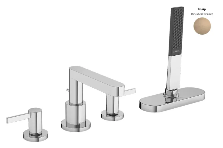 Змішувач Finoris врізний на край ванни 4 отв з sBox, Brushed Bronze (76444140) зображення 1