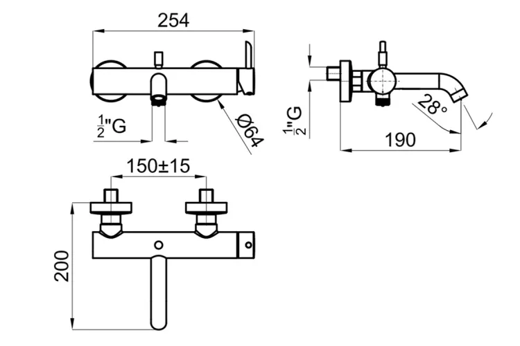 ROUND, Змішувач ванна/душ, картридж d35 мм, chrome (100209449) image 4