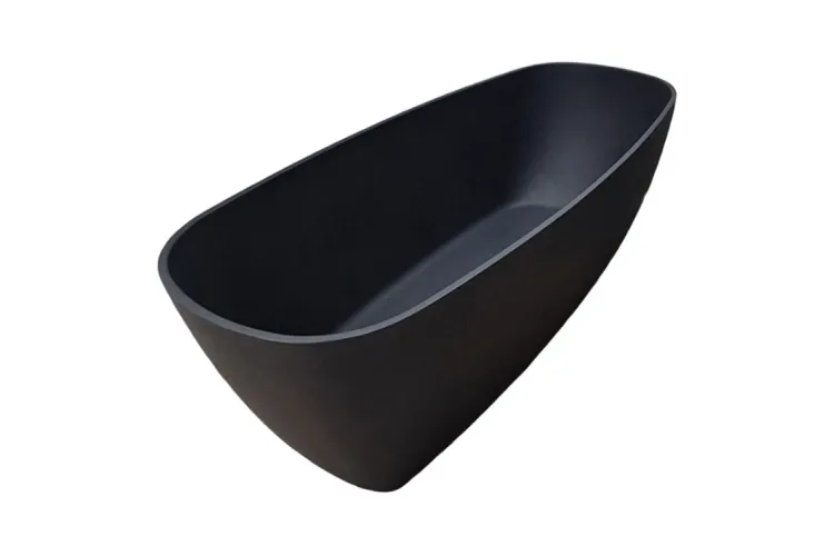 Ванна вільностояча EUREKA 180х82 Gelcoat з литого мармуру антрацит мат.з сифоном клік-клак зображення 1