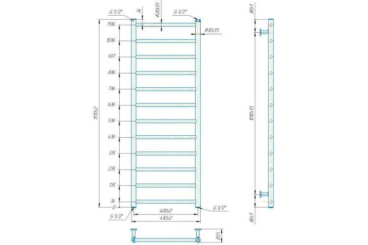 Рушникосушка INOX Флет 1170х430/400 зображення 3