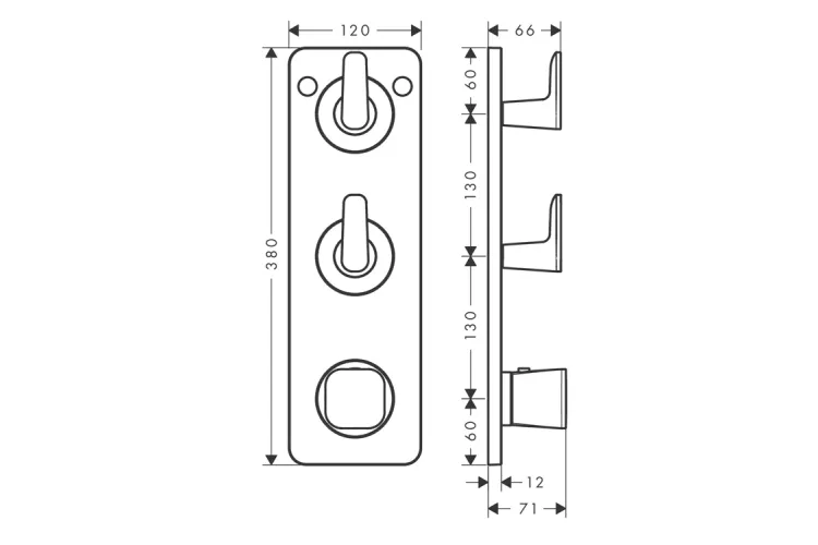 Термостат Axor Citterio C 380/120 для 2-х споживачів, Chrome (49700000) image 2