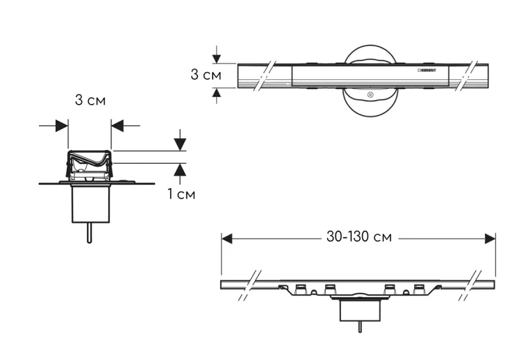 Дренажний канал CleanLine50, нержавіюча сталь мат. L30-130см 154.447.KS.2 image 2
