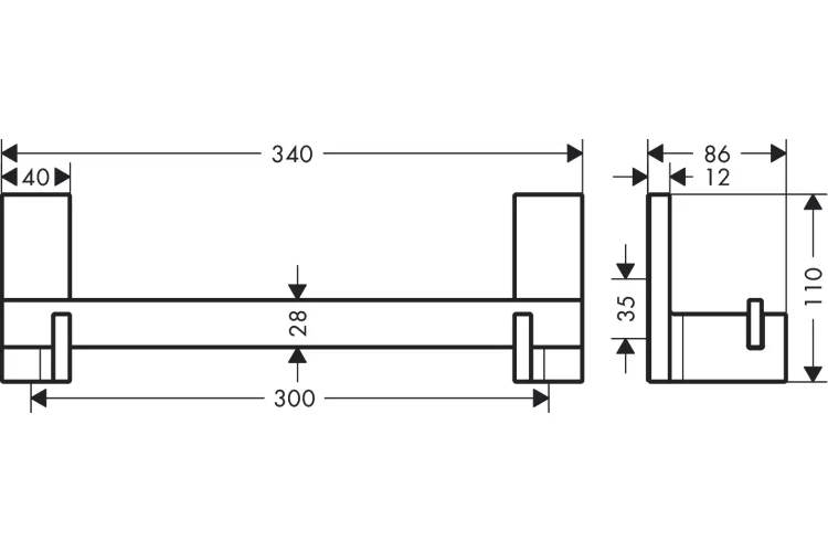 Поручень Axor Universal Rectangular 300/340 мм Chrome (42613000) image 2