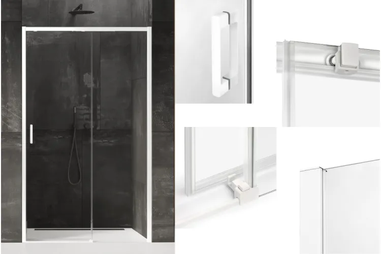 Двері для душу PRIME WHITE 130x200x200, прозоре скло ACTIVE SHIELD 6мм зображення 1