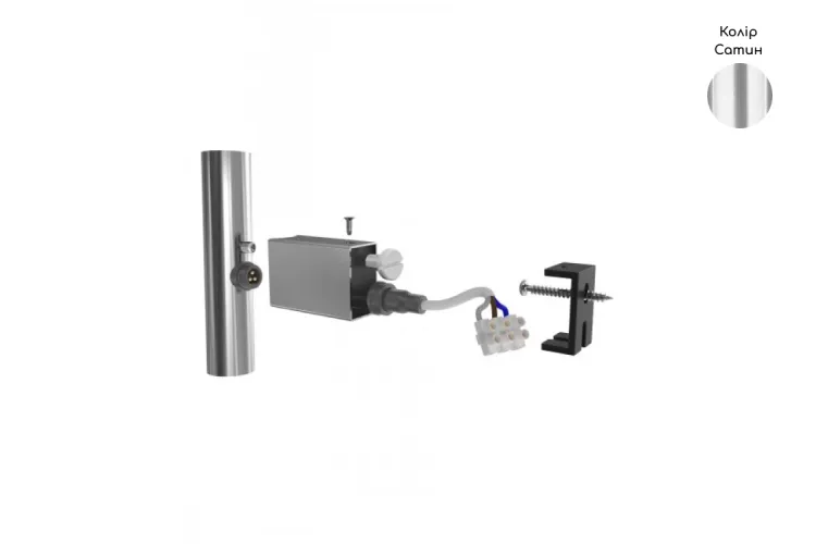 Комплект прихованого підключення шнура  25х50 під профільний стояк, сатин image 1