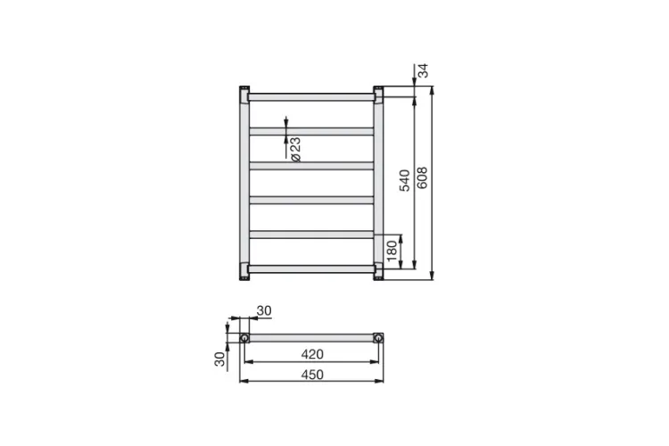 Рушникосушка STALOX 608х450 нержавійка RAL9016 White (STX-060-045) зображення 2