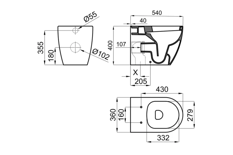 ACRO COMPACT, Унітаз підвісний, Rimless з кріпленням, matt white (100374266) зображення 2