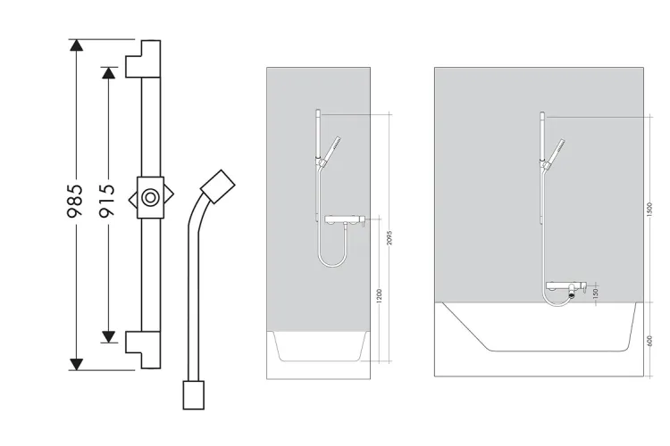 Душова штанга Axor Starck 90 см зі шлангом 160 см, Stainless Steel Optic (27830800) image 2