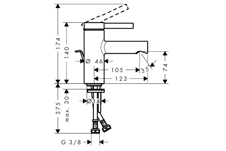Змішувач Zesis S 70 CoolStart для умивальника з донним клапаном pop-up, Matt Black (74710670) image 2