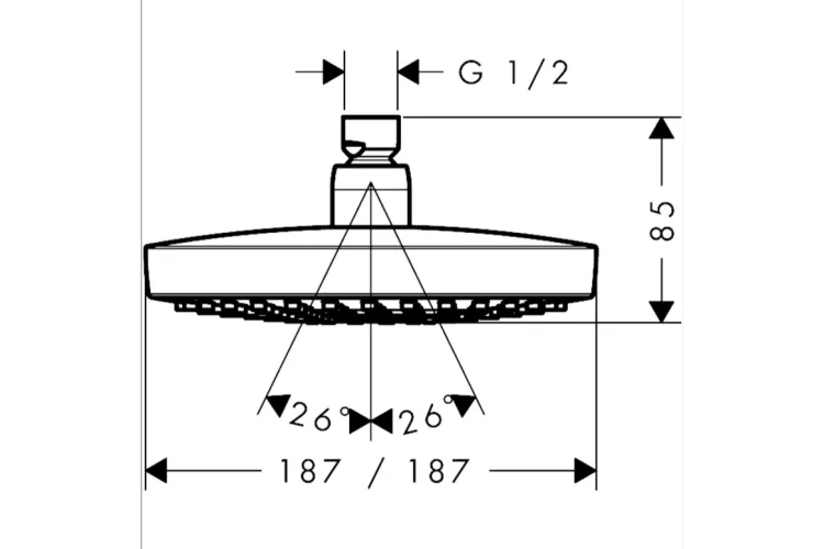 Верхній душ Croma Select E 180 2jet Showerpipe, EcoSmart, 9 л/хв, білий/хром (26528400) image 2