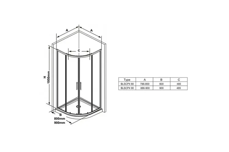 Душова кабіна BLSCP4-80 Полірований алюміній Transparent X3BM40C00Z1 image 3