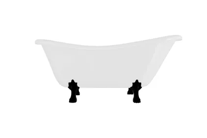 Ванна акрилова OTYLIA ретро 160х77 з 2 отворами (злив і перелив), з ногами чорними, без сифона