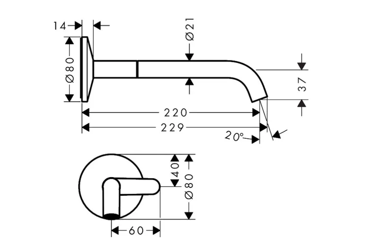 Змішувач AXOR One Select 220 для умивальника зі стіни, Stainless Steel Optic (48112800) image 2