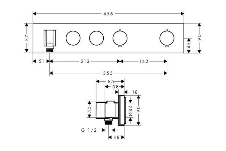 Термостат для 2-х споживачів Axor Select, прихований монтаж, Polished Red Gold 18355300 зображення 2