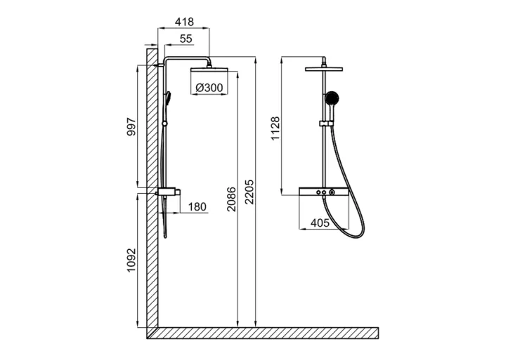 TOUCH&FEEL, Душова система з термостатичним змішувачем, brushed copper (100374768)  зображення 2