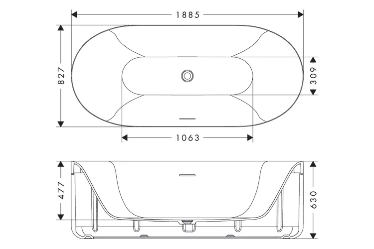 Ванна Axor Suite 1900x850 мм в комплекті із сифоном Brushed Gold Optic 42005250 зображення 2