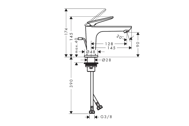 Змішувач Axor Citterio C 90 Cubic cut CoolStart для умивальника з донним клапаном pop-up, Chrome (49011000) image 2