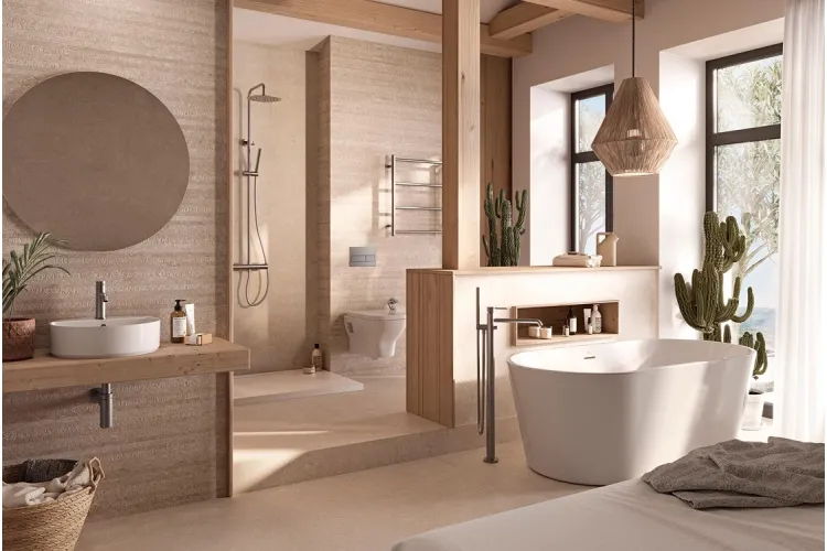 ROUND INOX, Душова стійка з термостатичним змішувачем, brushed stainless steel (100323237) зображення 2