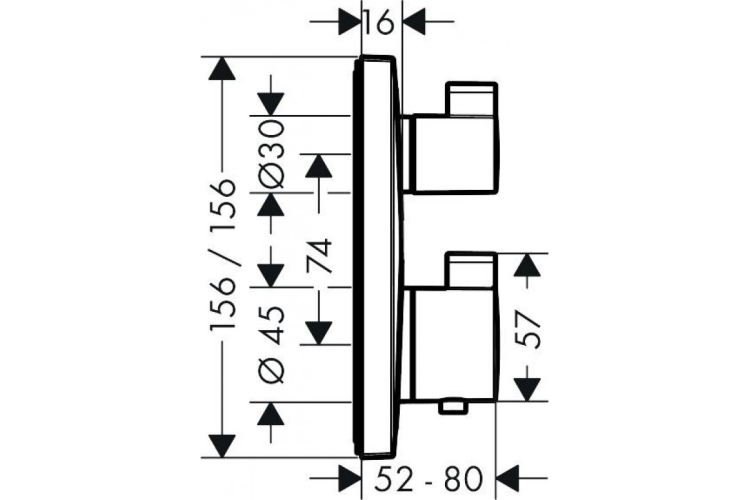 Термостат прихованого монтажу Ecostat Square із запірним вентилем 1Jet (15712000) зображення 2