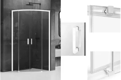 Душова кабіна півкругла PRIME WHITE 90x90x200 скло clear ACTIVE SHIELD 6мм