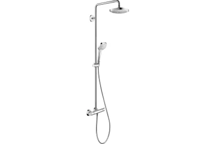 Душова система Croma Select E 180 2jet Showerpipe EcoSmart, 9 л/хв, з термостатом, білий/хром (27257400)