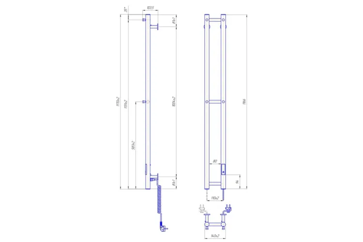 Рушникосушка e-INOX СОЛЕ 1170x140 TR 2.0 K зображення 4