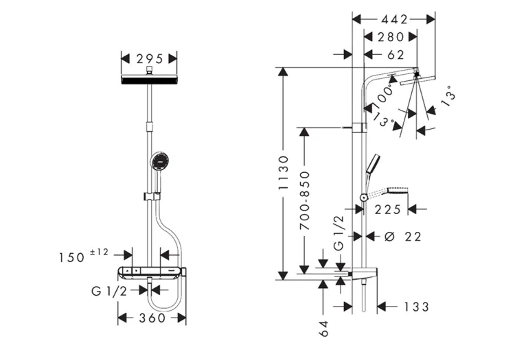 Душова система Activera Q 290/180 1jet EcoSmart ShowerTablet Select 360, Chrome (28648000) зображення 3