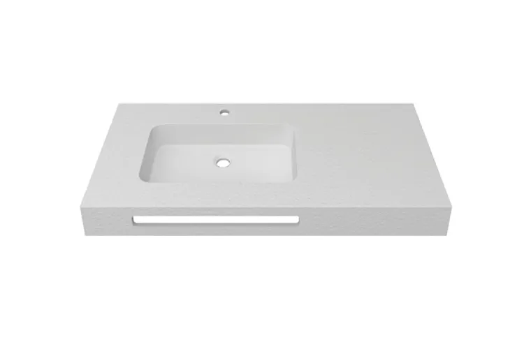 Стільниця NATURAL 110x50x12h з вбудованим умивальником ліворуч і рушникотримачем, White (100298424) зображення 1