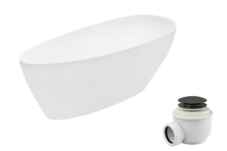 Ванна акрилова GOYA  XS ретро 142x62 з сифоном клік-клак gun metal зображення 1