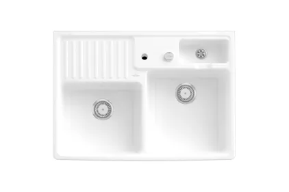 DOUBLE-BOWL SINK Кухонна мийка з двома чашами 89,5x63x22 з двома отворами, pop-up (632392R1HL12) White alpine