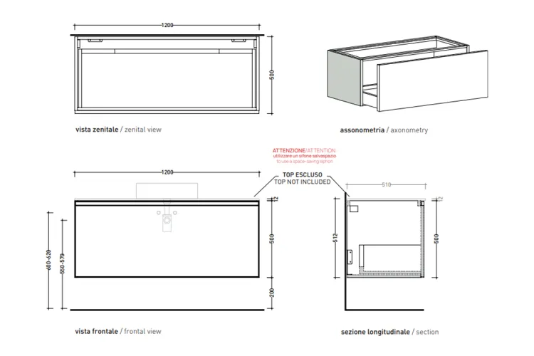 CUBIKA Підвісна тумба під умивальник 120x50x50 см, Grey matt (CKD945LGK) зображення 2