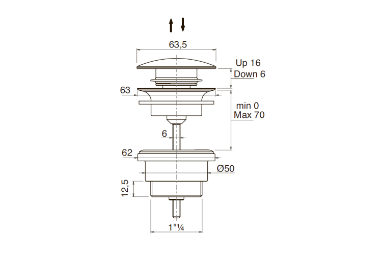 Клапан корок клік-клак для сифона хромований (PLSG) image 2
