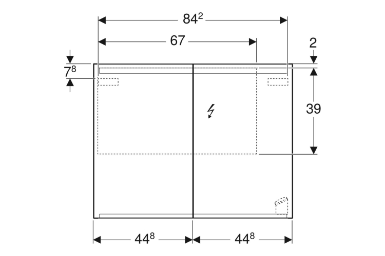 Дзеркальна шафа OPTION 90 см з підсвіткою і двома дверима (500.583.00.1) зображення 7