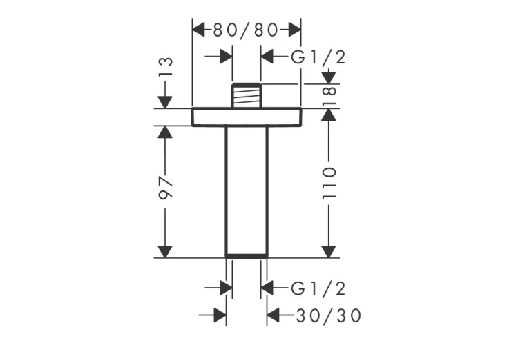 Кронштейн для верхнього душу зі стелі E 100 мм Polished Gold Optic (24338990) image 2