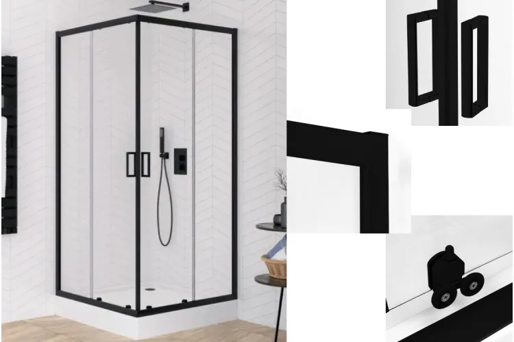 Душова кабіна квадратна SUVIA BLACK 2D 90x90х190 скло clear ACTIVE SHIELD 5мм зображення 1