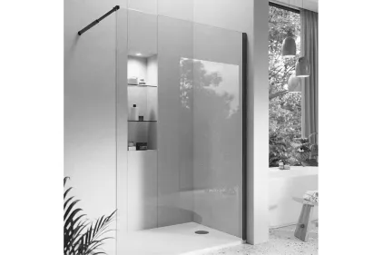 Душова перегородка JAVA 1,TR, 110 см, left 1950 h, скло 8 мм mat black (100313180)