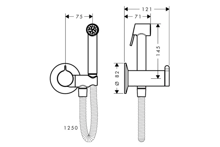 Комплект гігієнічного душу AXOR S на змішану воду, Polished Black Chrome (29242330) зображення 2