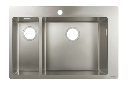 Кухонна мийка S711-F655 на стільницю 1х35d 755х500 дві чаші 180/450 (43309800) Stainless Steel