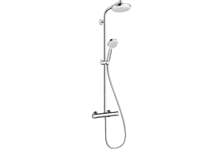 Душова система Crometta Showerpipe 160 1jet з термостатом, білий/хром (27264400) image 1